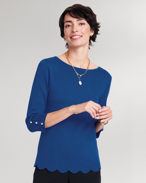 Madison Scalloped-Hem Sweater