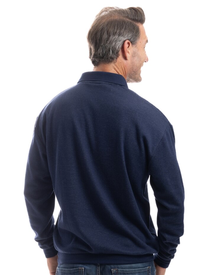 Palmland Long Sleeve Diamond Printed Banded Bottom Polo image number 3
