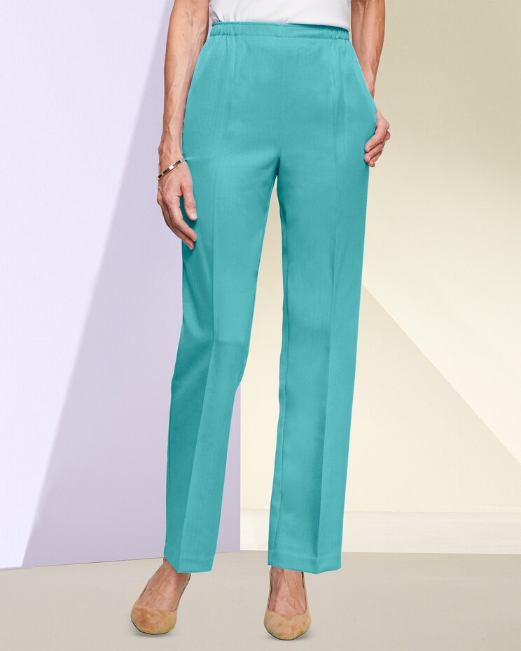 Herringbone Straight Leg Pull-On Pants image number 1
