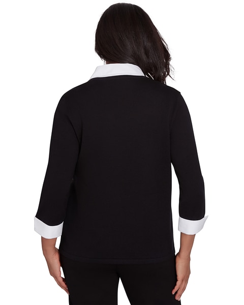 Alfred Dunner® Rue Rivoli Beaded Embroidered Cozy Two in One Top