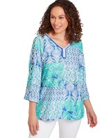 Ruby Rd® Bali Blue Knit Knit Eyelet Top thumbnail number 1