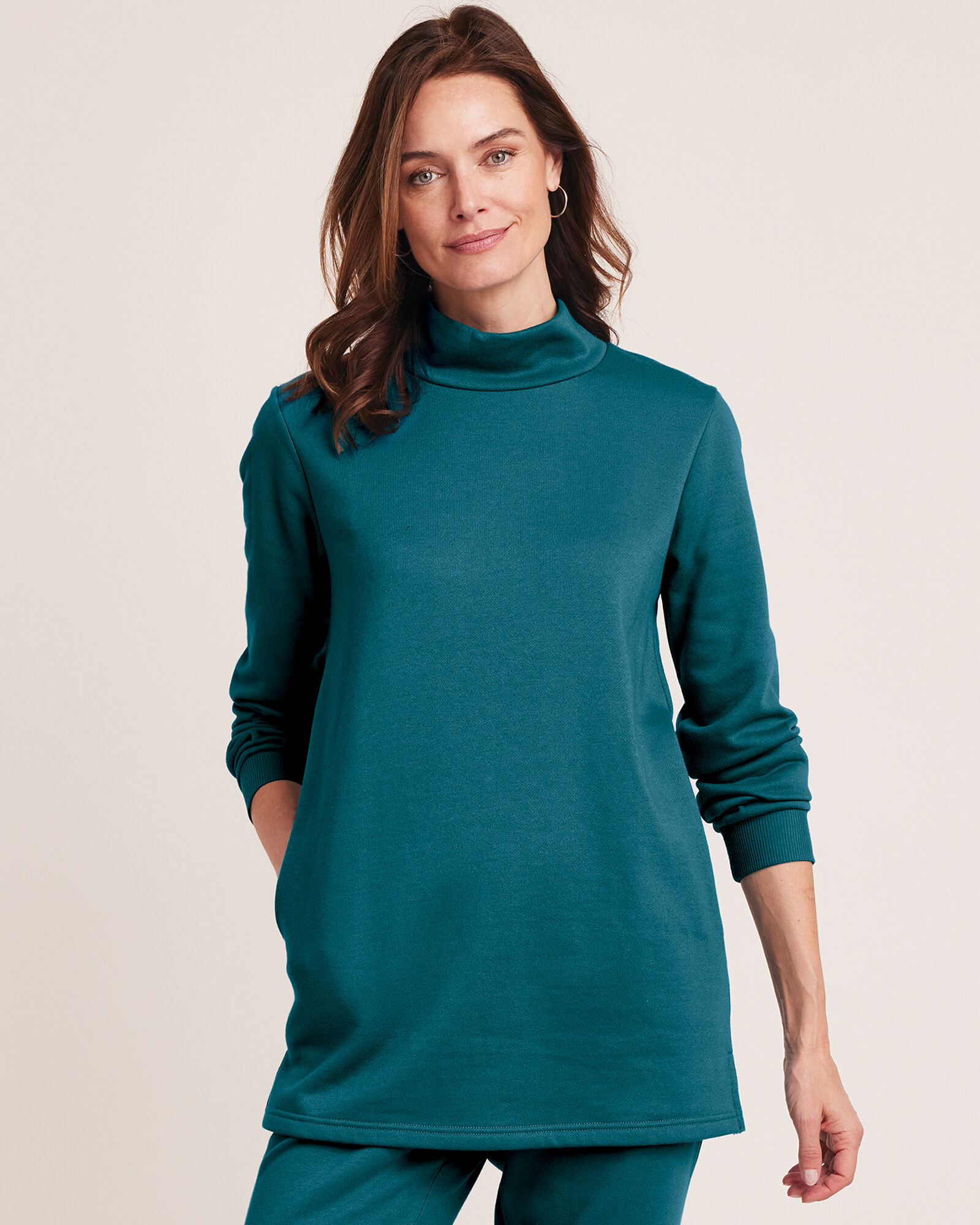 Better Than Basic Mock Neck Tunic Sweatshirt