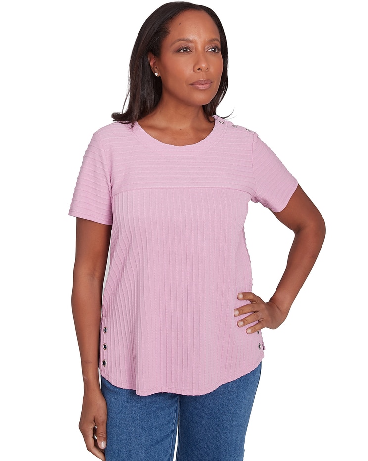 Alfred Dunner® Classics Solid Textured Short Sleeve Tee image number 1