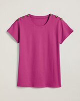 Essential Knit Dolman Button Trim Top thumbnail number 1
