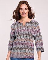 Alfred Dunner® Telluride Chenille Zig Zag Knit Top thumbnail number 1
