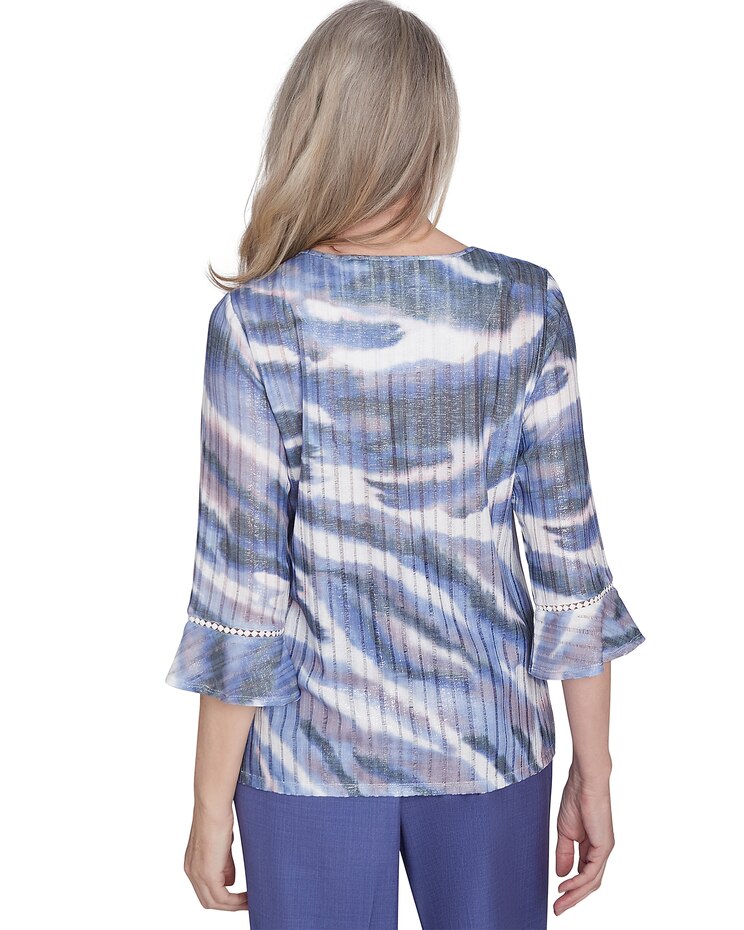 Alfred Dunner® Worth Avenue Watercolor Top with Three Quarter Bell Sleeves image number 3