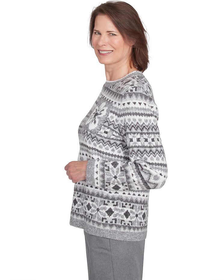 Alfred Dunner® Copenhagen Fairisle Biadere Patch Sweater image number 4