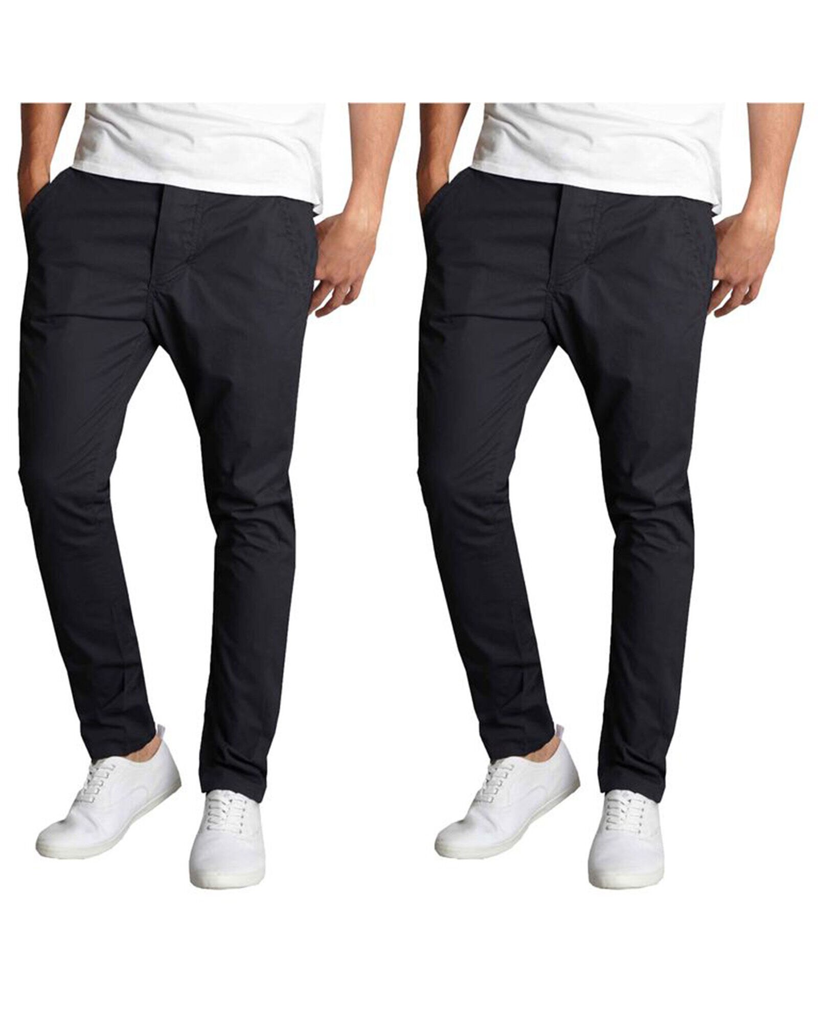 Galaxy By Harvic Men s Slim Fit Cotton Stretch Classic Chino Pants 2 Pack