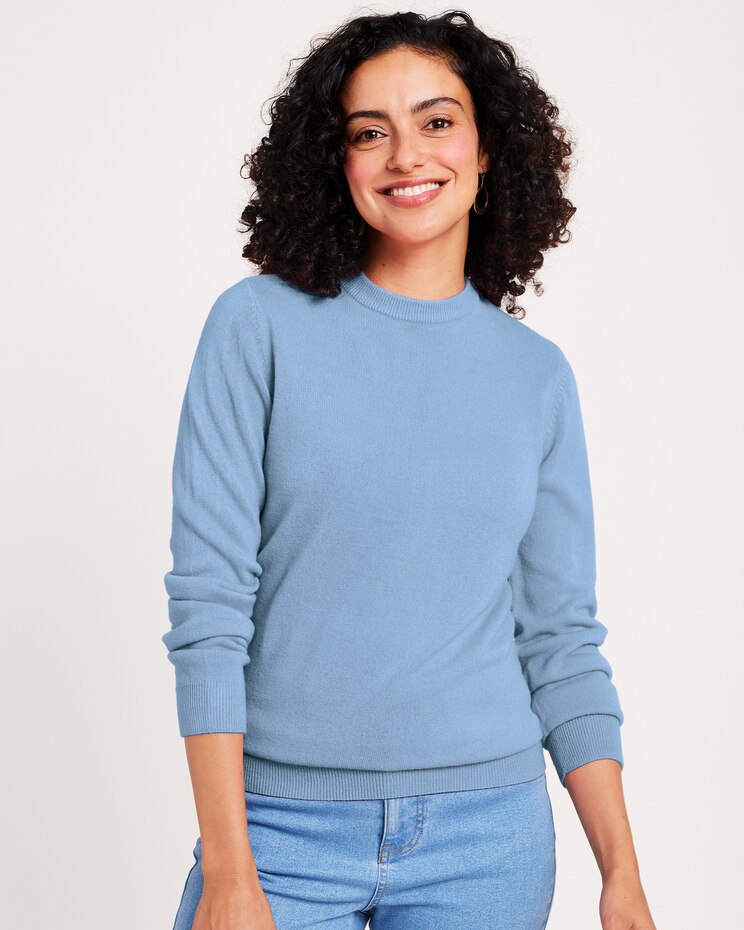 Long-Sleeve Cashmere-Like Crewneck Sweater image number 1
