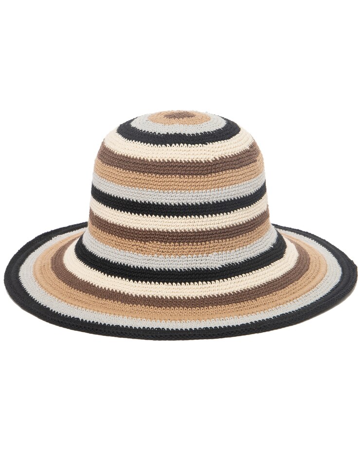 Womens Crochet Striped Hat image number 1