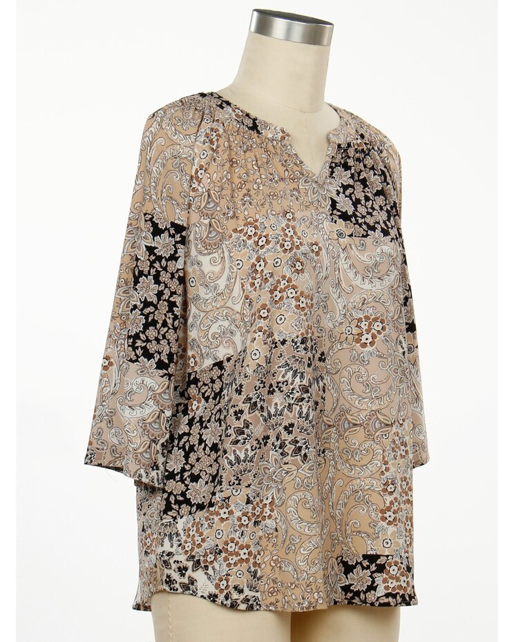 N Touch Counting Down 3/4 Sleeve Printed Patch Blouse image number 1