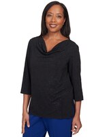 Alfred Dunner® Downtown Vibe Shimmery Cowl Neck Top thumbnail number 3