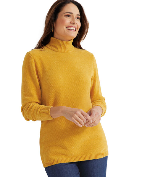 Haband Women’s Waffle Stitch Chenille Turtleneck Sweater