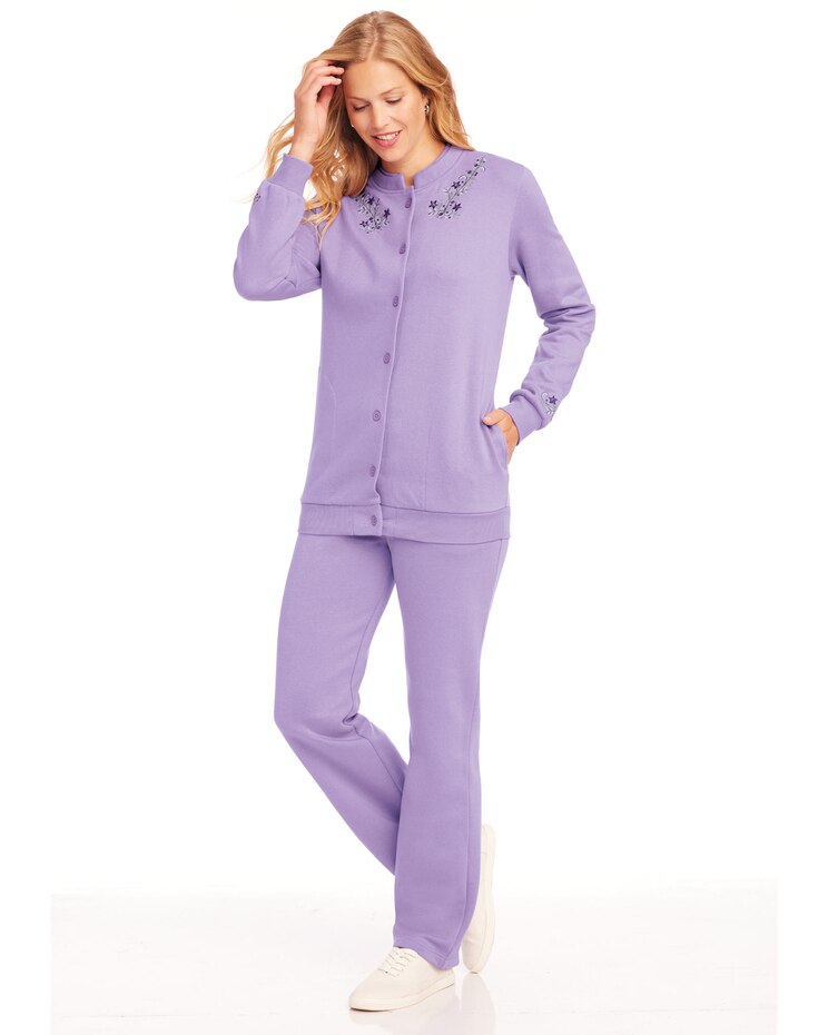 Embroidered Button Front Fleece Set image number 1