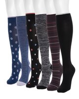MUK LUKS® Women's 6 Pack Nylon Compression Knee-High Socks thumbnail number 2