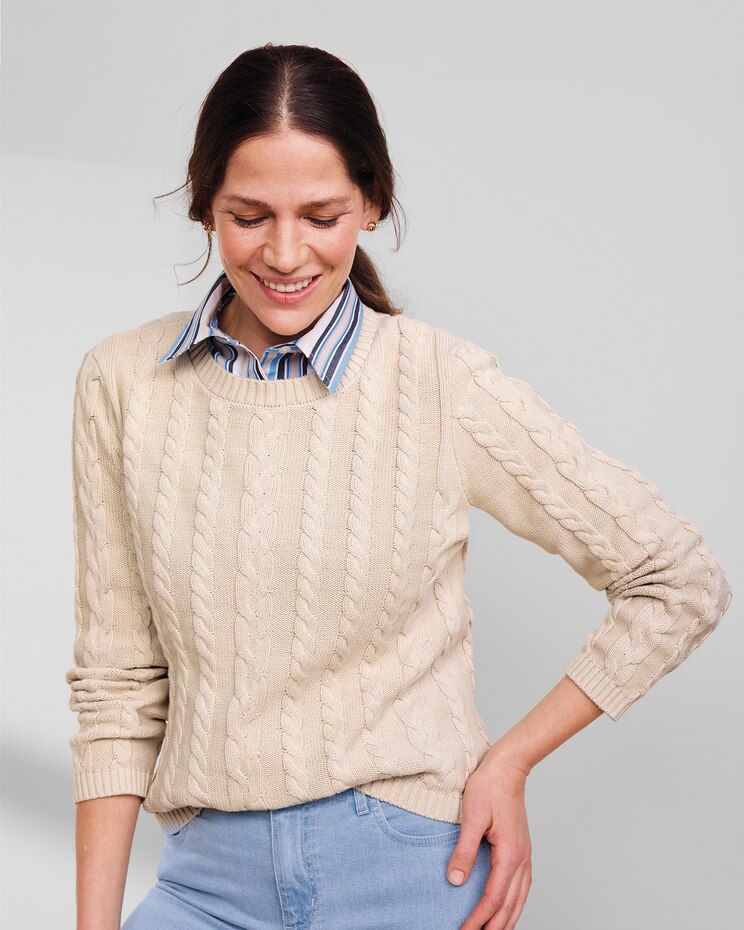 Bayside Cotton Mixed-Cable Pullover image number 1