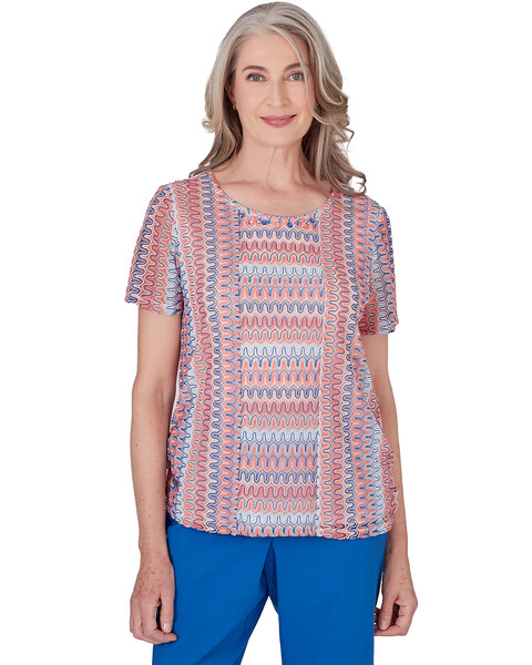 Alfred Dunner® Neptune Beach Textured Stripe Top with Side Ruching