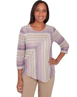 Alfred Dunner® Charm School Sparkling Zig Zag Stripe Top thumbnail number 1