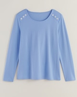 Essential Knit Long Sleeve Button Trim Top thumbnail number 4
