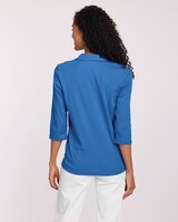 Essential Knit Three-Quarter Sleeve Polo Tee thumbnail number 3