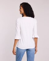 Slub Knit Flounce Embroidered Top thumbnail number 3