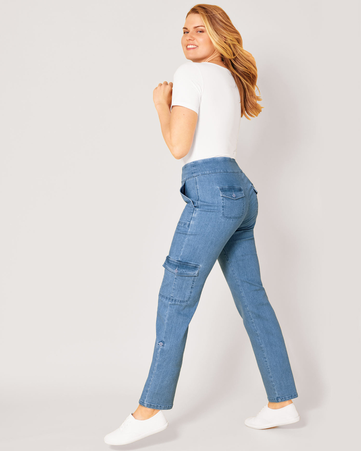 DenimEase Flat-Waist Utility Jeans image number 1