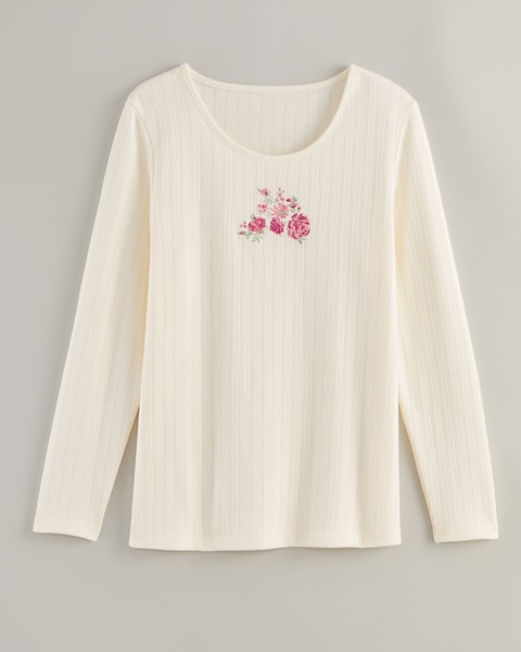 Embroidered Pointelle Top