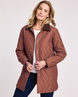 Quilted Coat with Corduroy Trim thumbnail number 1