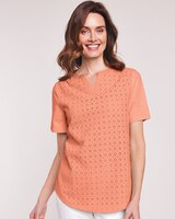 Mixed Media Eyelet Top thumbnail number 1
