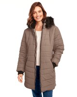 Contrast Faux Fur Long Coat thumbnail number 1
