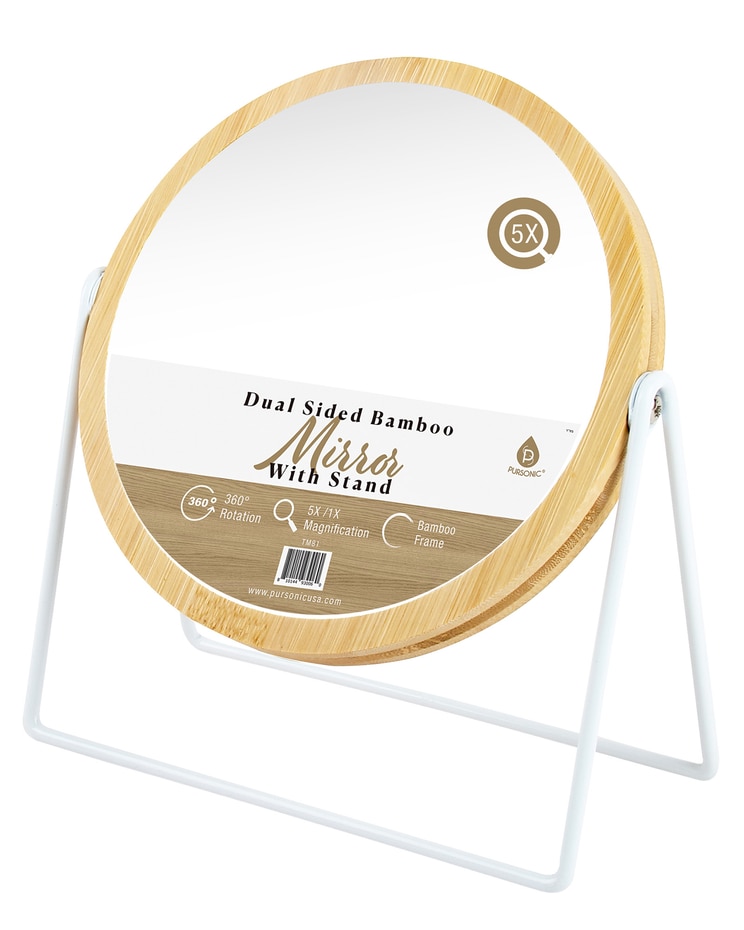 Dual sided mirror with Bamboo Frame- 5X magnification image number 1