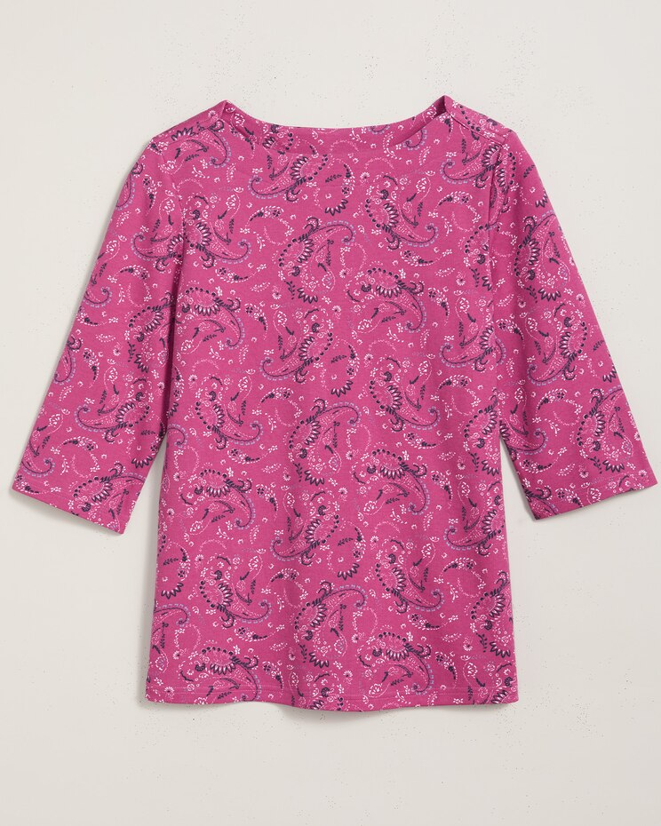 Essential Knit Elbow Length Sleeve Boatneck Top image number 1