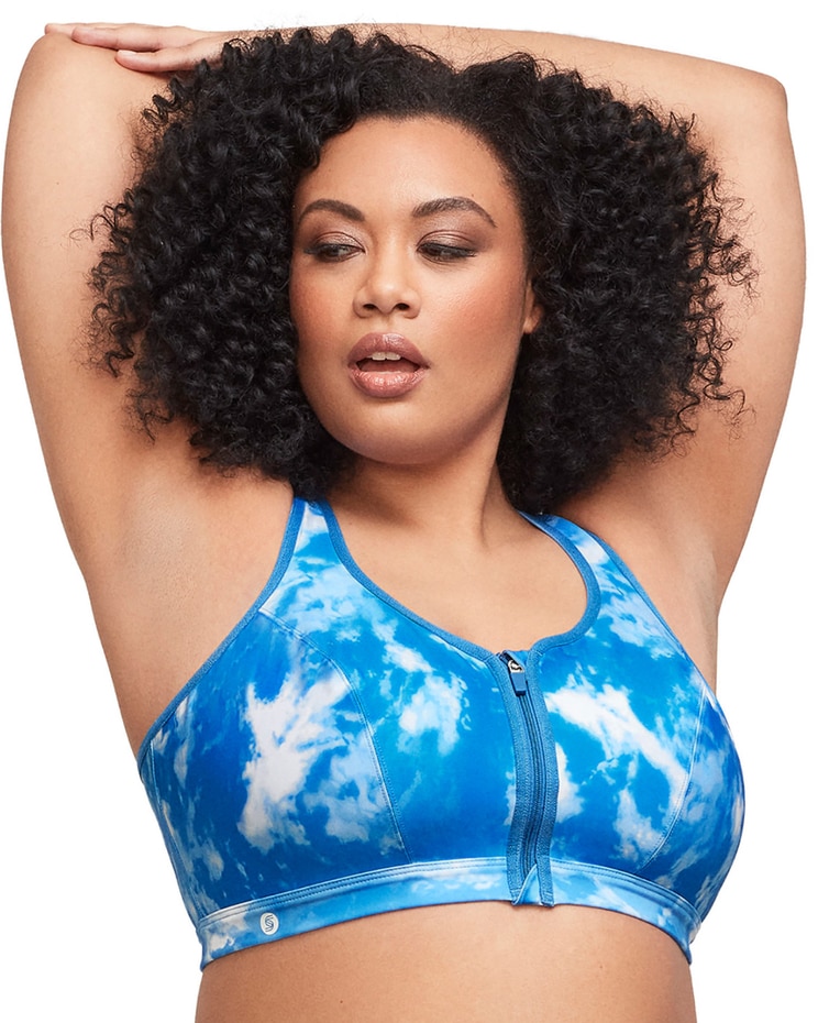 Glamorise Full Figure Plus Size Zip Up Front-Closure Sports Bra Wirefree image number 1