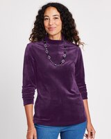 Velour Mock Neck Top thumbnail number 1