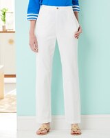 Cotton Tab-Front Straight Leg Pull-On Denim Jeans thumbnail number 1