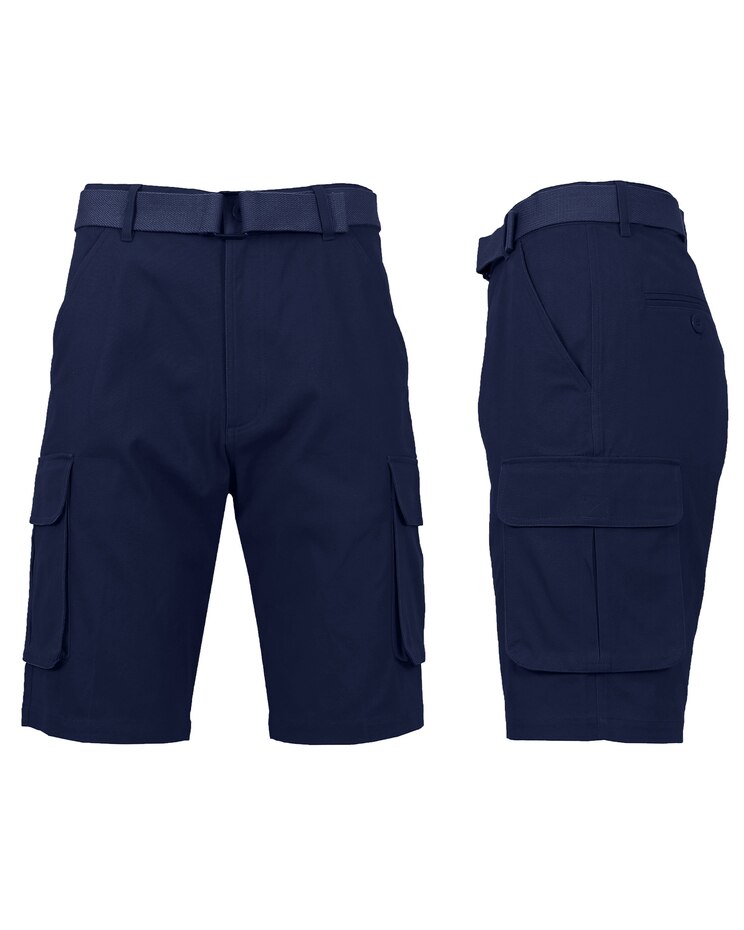 Men's Slim Fit Flat Front Belted Cotton Cargo Shorts image number 1