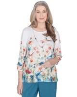 Alfred Dunner® Sedona Sky Dragonfly Top with Necklace thumbnail number 1