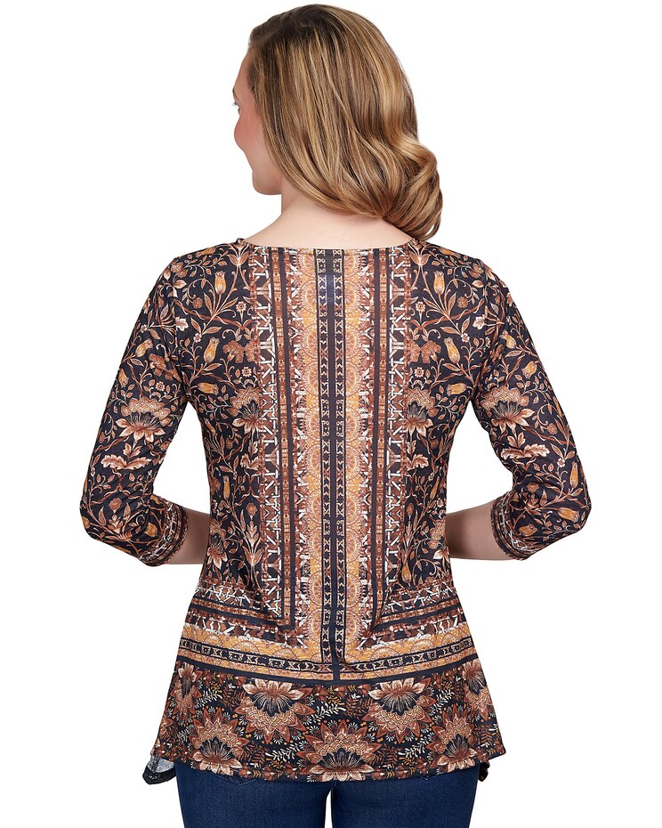 Ruby Rd® Blocked Bandana Paisley Sharkbite Tunic image number 2