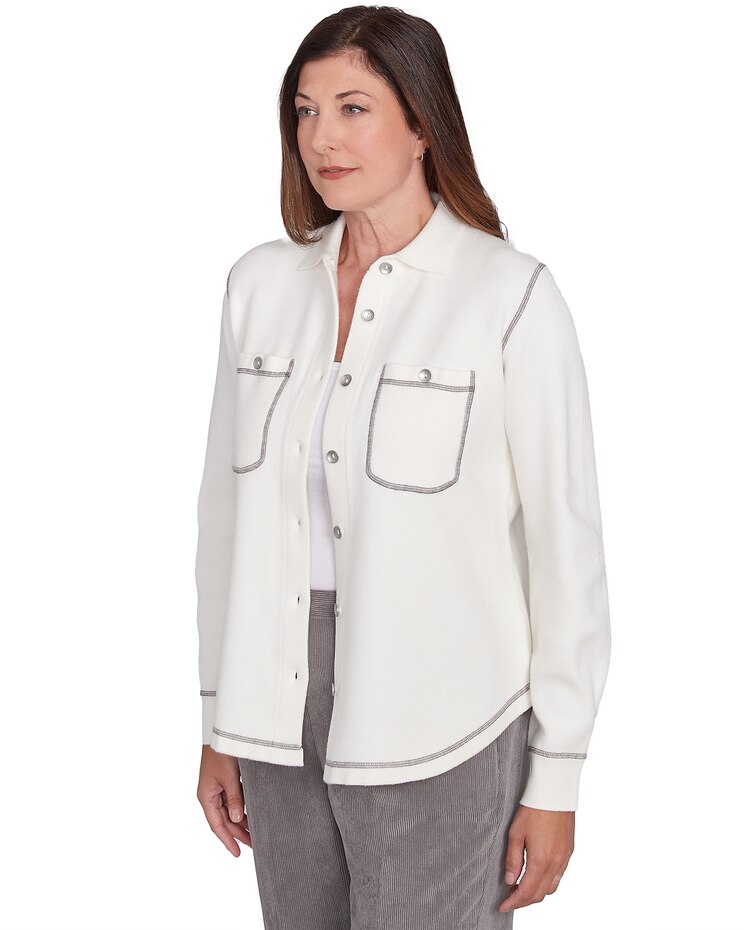 Alfred Dunner® Copenhagen Button Up Shirt Jacket image number 3