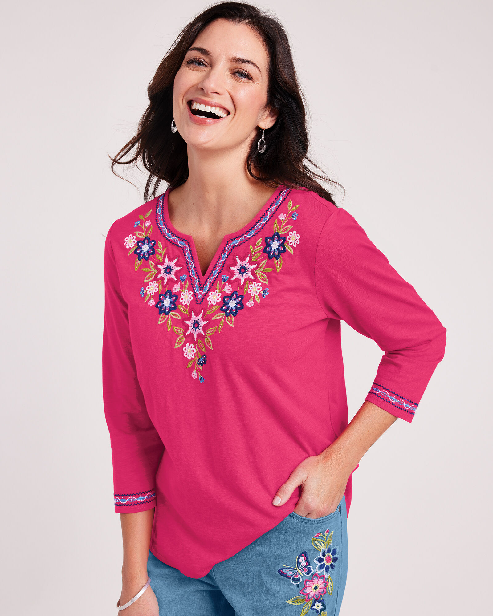 Alfred Dunner In Full Bloom Yoke Floral Top