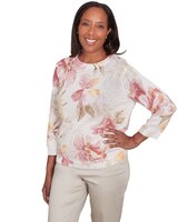 Alfred Dunner® Coming Up Roses Crew Neck Floral Long Sleeve Sweater thumbnail number 3