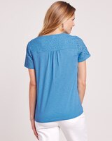 Slub Knit Eyelet Yoke Top thumbnail number 3