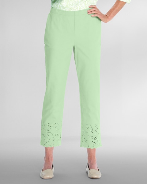Dennisport Eyelet-Hem Cropped Pants