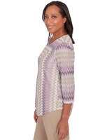 Alfred Dunner® Charm School Sparkling Zig Zag Stripe Top thumbnail number 4