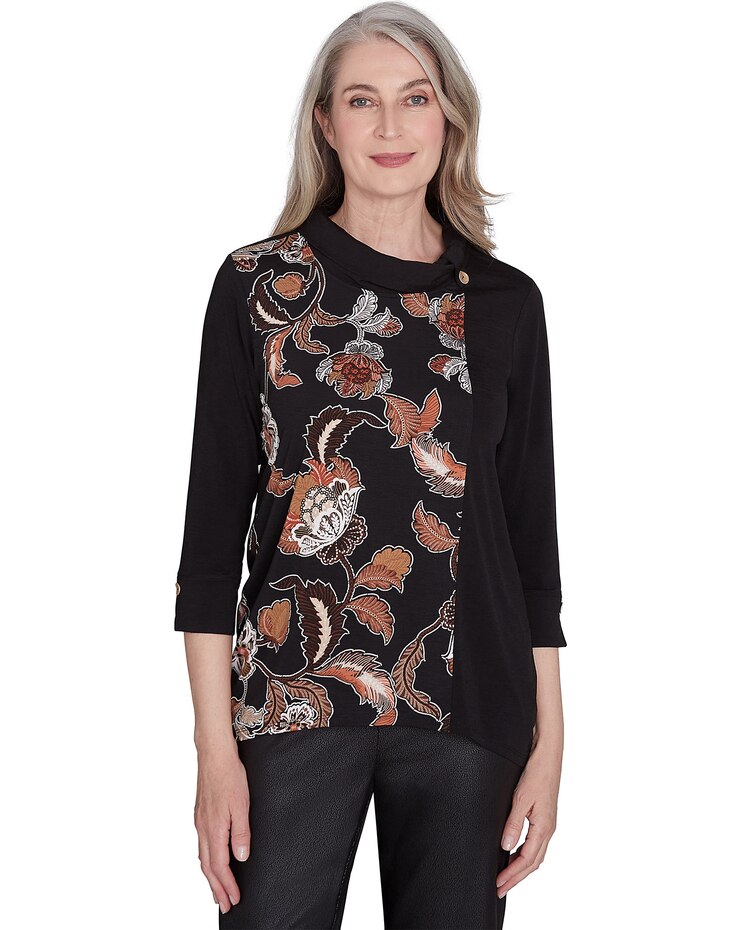 Alfred Dunner® Rue Rivoli Cowl Neck Floral Textured Sweater image number 1
