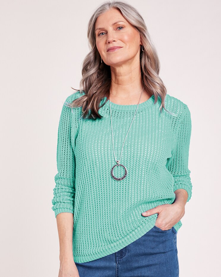 Open Stitch Long Sleeve Sweater image number 1