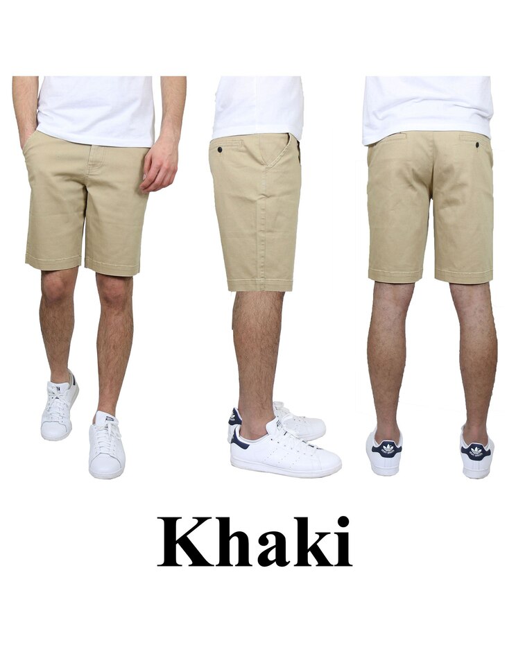 Men's 5-Pocket Flat-Front Slim-Fit Stretch Chino Shorts image number 1