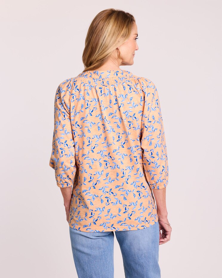 Slub Knit Keyhole Peasant Top image number 3