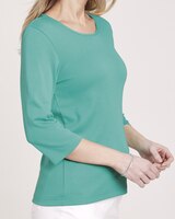 Essential Knit Three-Quarter Sleeve Tee thumbnail number 3