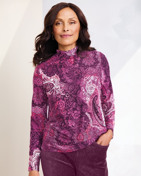Paisley Mock Tee